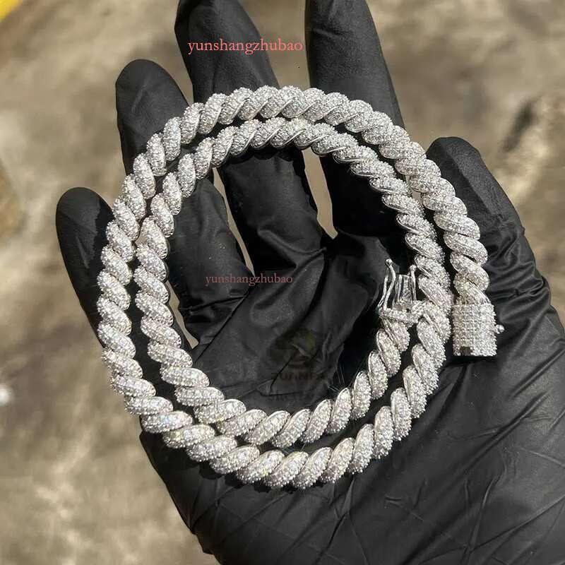 Stock Ready to Ship Gra Certificated Vvs Moissanite Dia 8mm 18inch Hip Hop Iced Out Rope Chain