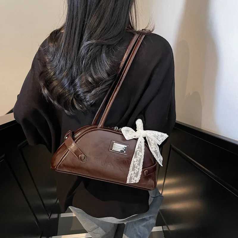 2025 Ribbon Bow PU Popular High Quality Handbag for Women Solid Color Trendy Zipper Simple Fashion Designer Shoulder Bag Y250319