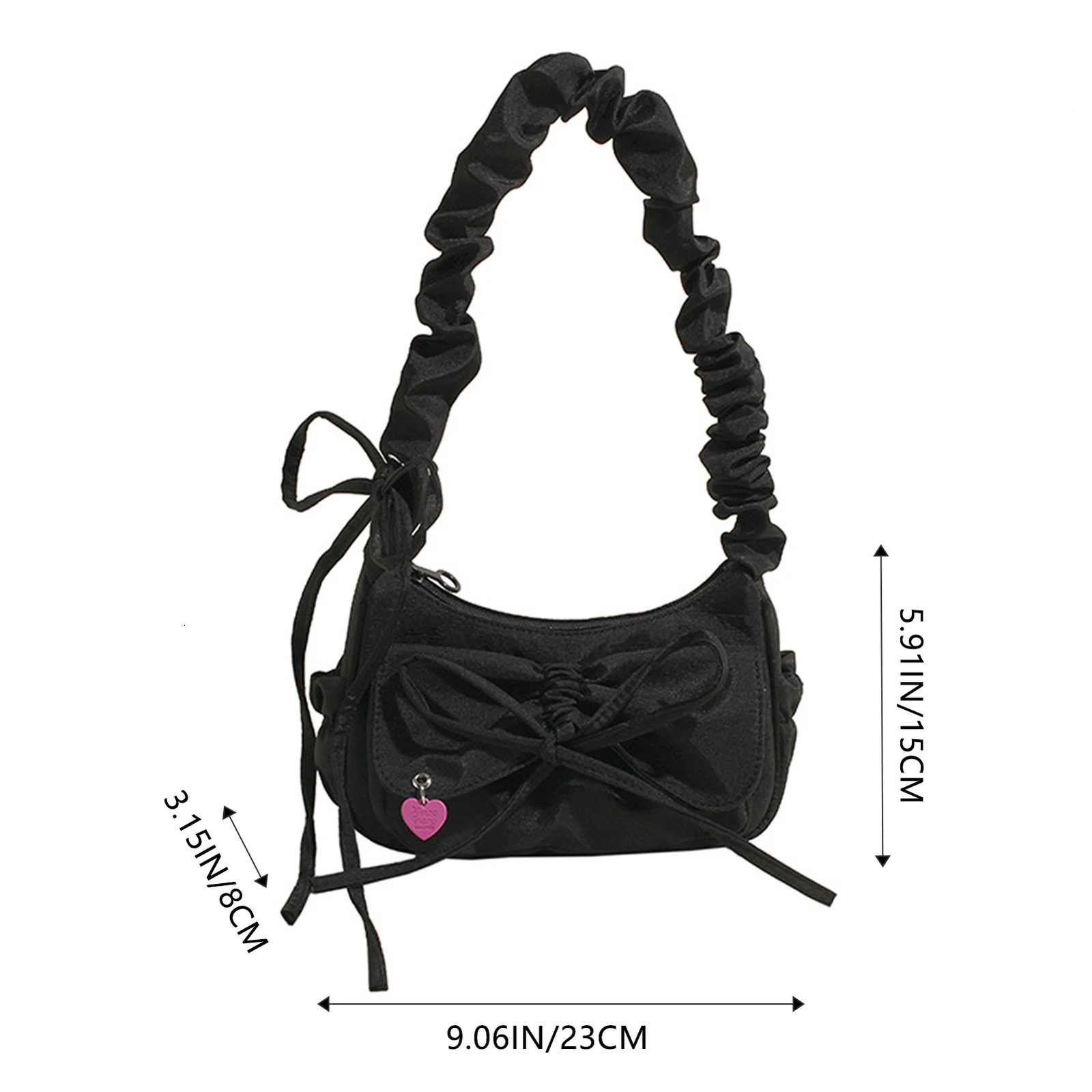 1 piece/batch of black bow womens casual shoulder bag Korean style washed denim summer handbag ladies birthday Exquisite gift 250320