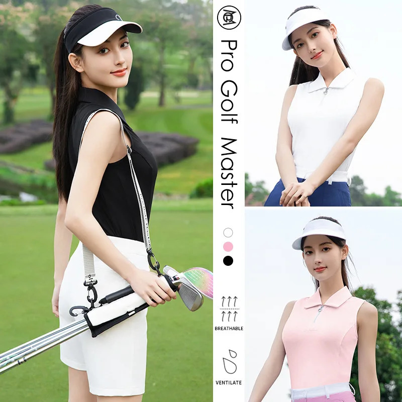 PGM Womens Golf Sleeveless T-shirt Spring/Summer Tennis Polo Shirt Sports Top YF792 250321