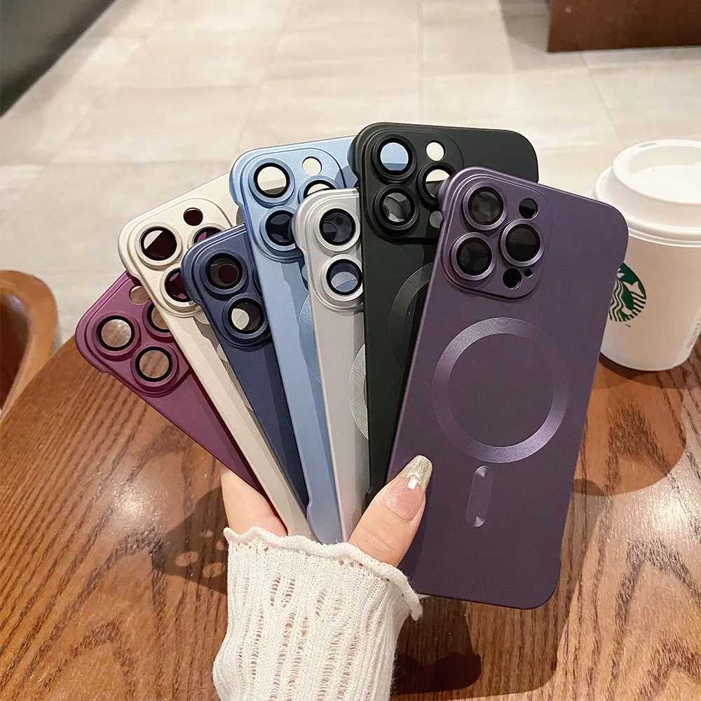 New Arrival Natural titanium borderless plating phone case for iPhone 16 15 14 13 12 11 Pro Max Plus magnetic wireless pc back case T250321