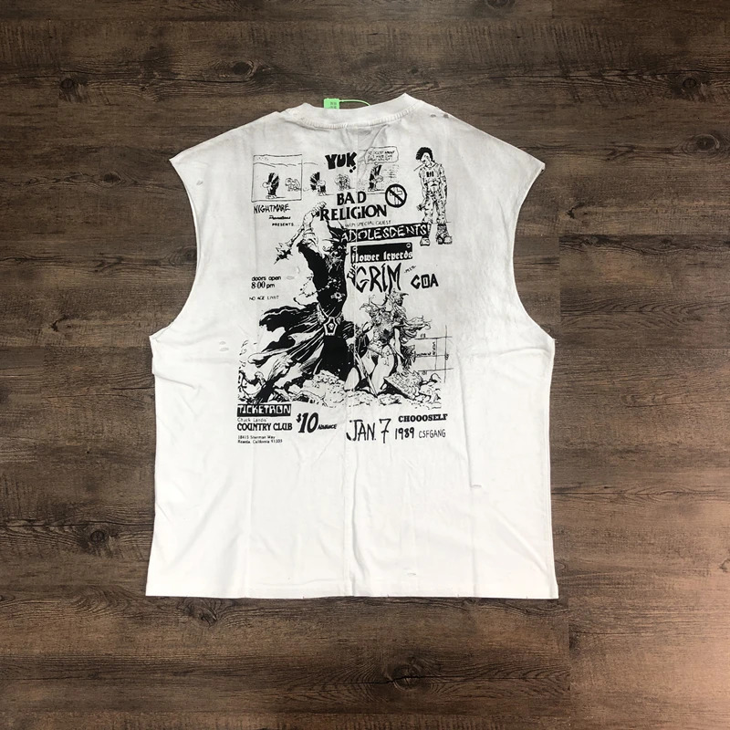 Frog Drift American Style Quality Street Clothing Retro Clothing Loose Large Print Eye Top Mens Summer Tank Top 250318