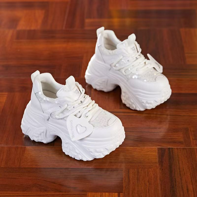 2025 new silver height increasing small and multifunctional thick soled women's designer fashionable sports and leisure shoes