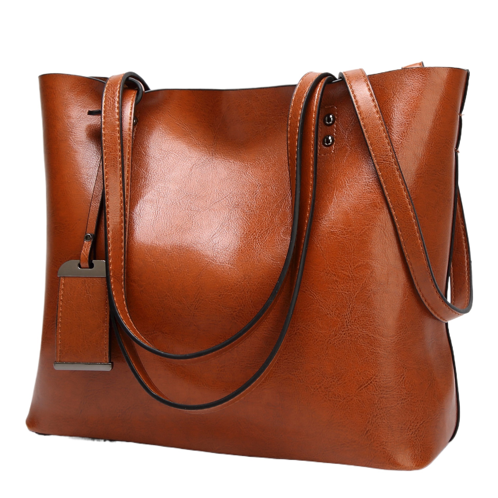 Totes Wa Leather Bucket Bag Girl Simple Double Strap Handbag Shoulder Bags For Women Tote Sac Bolsa Feminina Shoulder Bags