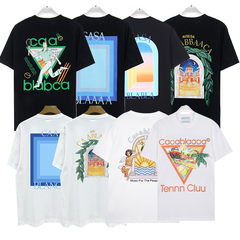 men t shirt desigenr t shirt men tshirt caablanct-shirts cotton 300g high quality men round neck print casalbanc tee us size s-3xl