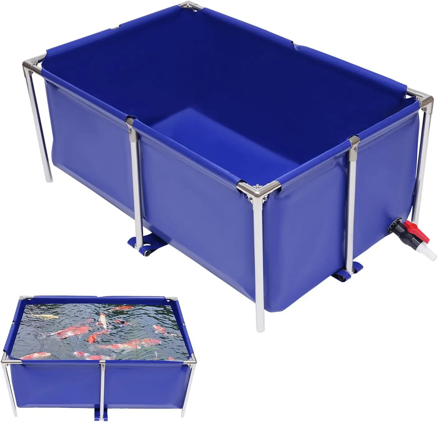 Foldable Fish Pond Tank Aquarium Canvas Small Above Ground Koi Goldfish Breeding Pondtank Indoor Outdoor 250318