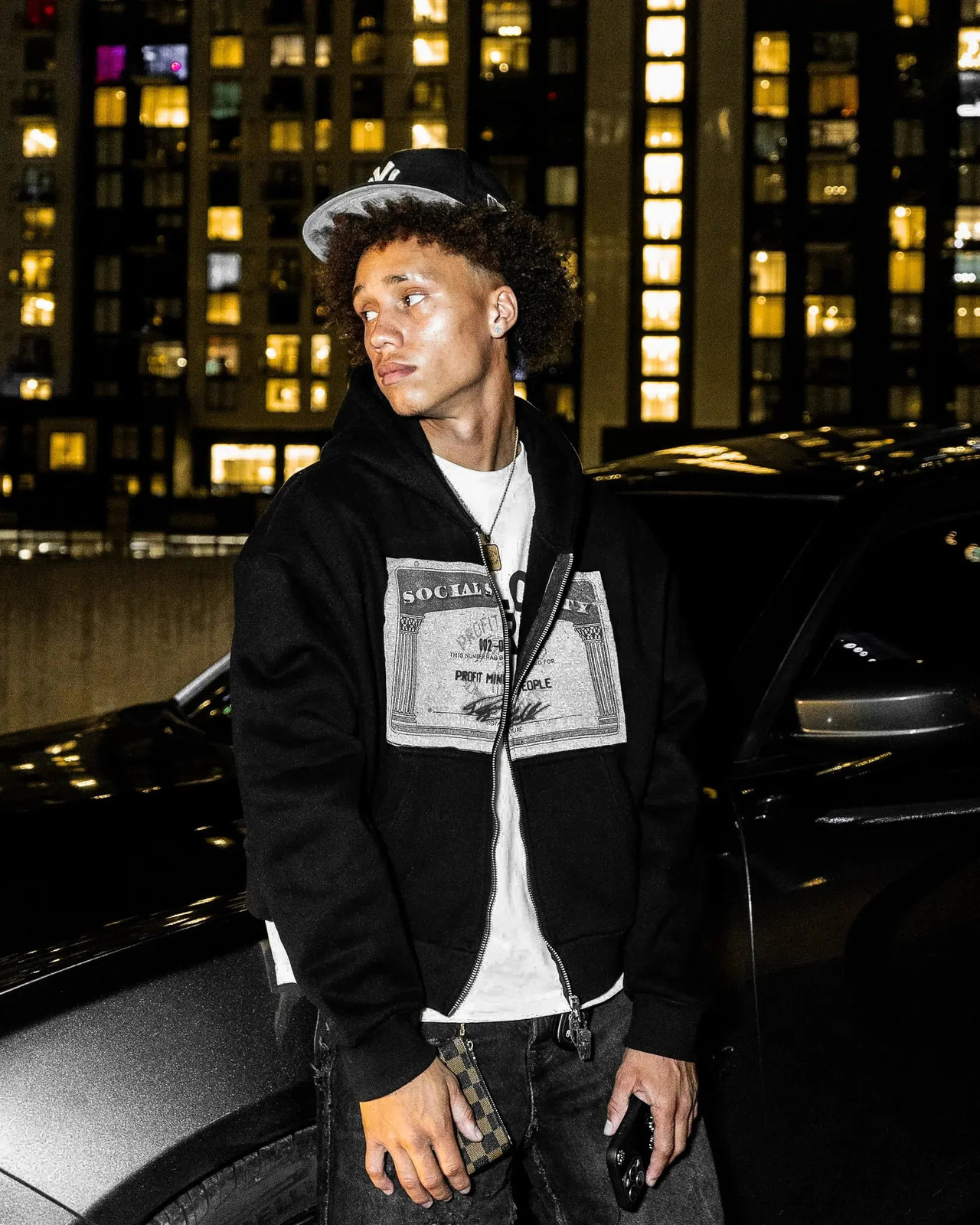Grey hoodie mens sportswear streetwear money pattern printed zipper retro long sleeved American punk winter warmth 250317