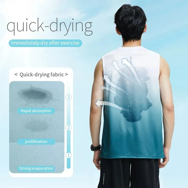 Fitness Clothes MENS ICE Silk Quick-dry Vest Sportswear Set Summer T-shirt Basketball Equipment Training Running Short Sleeves 250320