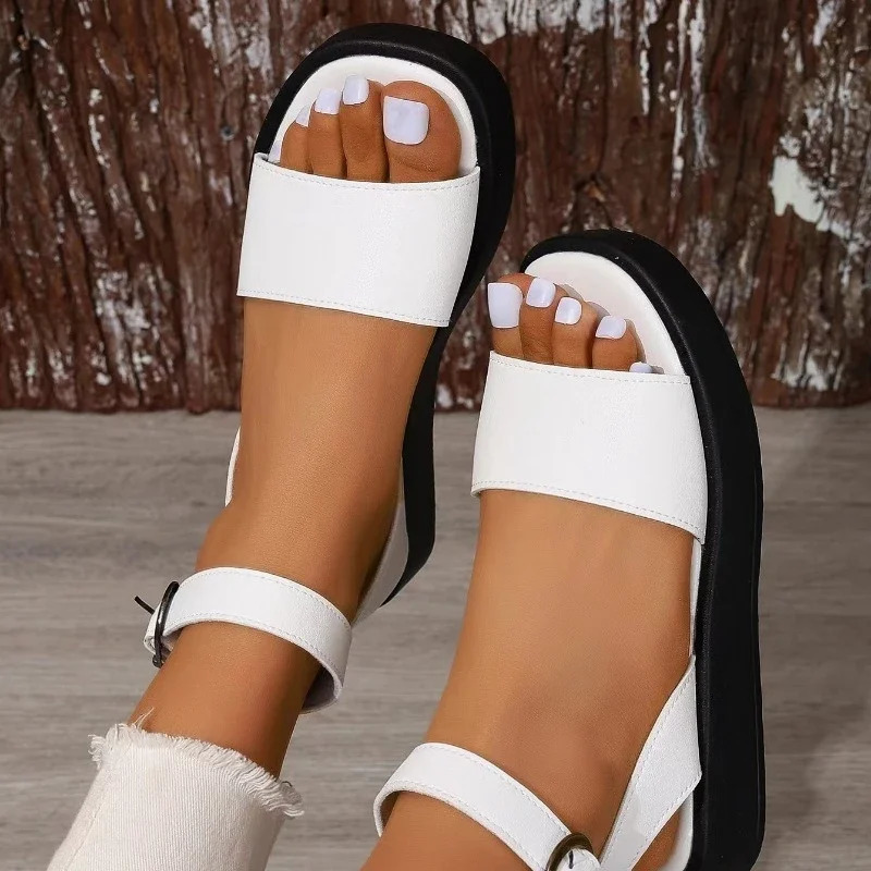 Summer Womens Sandals y Leather Fashion Square Open Lace Comfortable Block Heel Platform 250321BJ - view 4