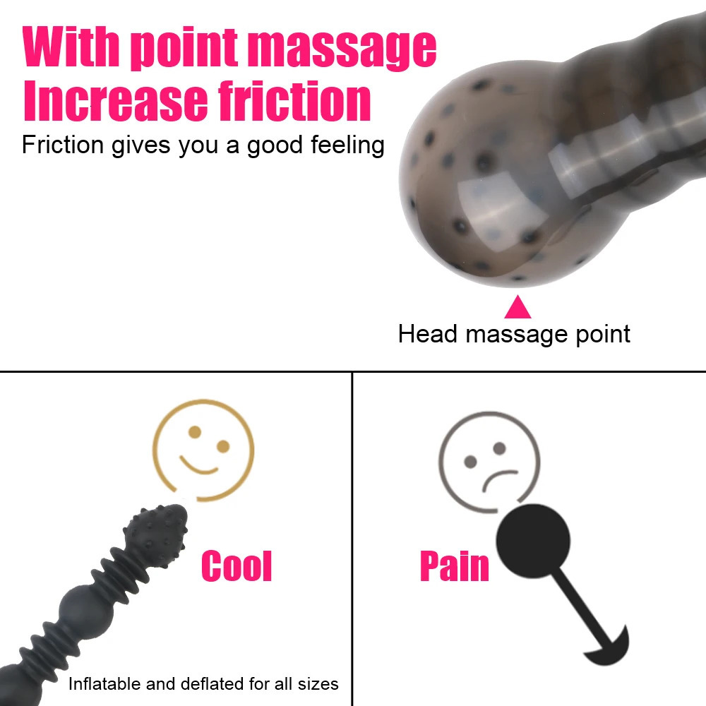 18-52cm Inflatable Anal Beads Anal Plug For Women Vaginal Dilator Men Butt Expander Big Dildos Female Masturbator Sex Toys Adult 250320