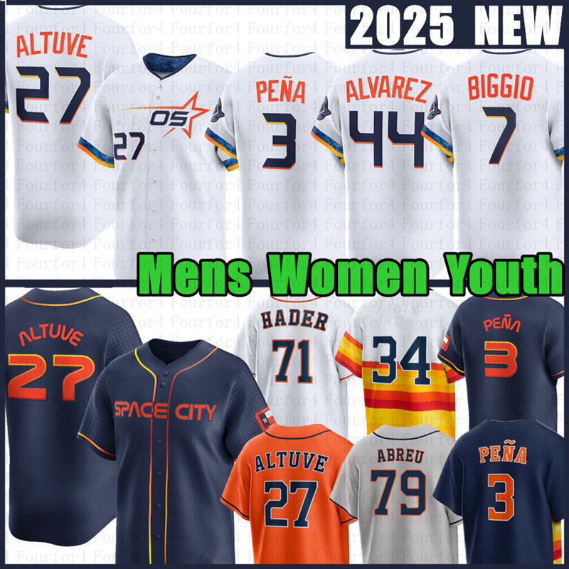 Jose Altuve Baseball Jersey Jeremy Pena Yordan Aarez Jeff Bagwell Hader Abreu Framber Valdez Craig Yainer Diaz City Connect 2025 Astros Jon Singleton