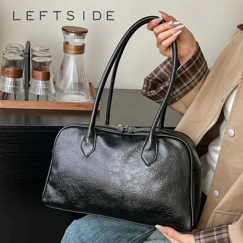 Leftside Pu Leather Underwear Bag Womens Short Handle Shoulder Bag 2024 Winter New Y2K Retro Handbag and Wallet Y250319