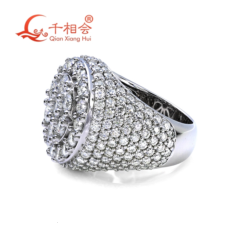 19.5mm round Yellow Silver S925 D VVS1 Moissanite Half Band Ring for Men Women Luxury Wedding Gift