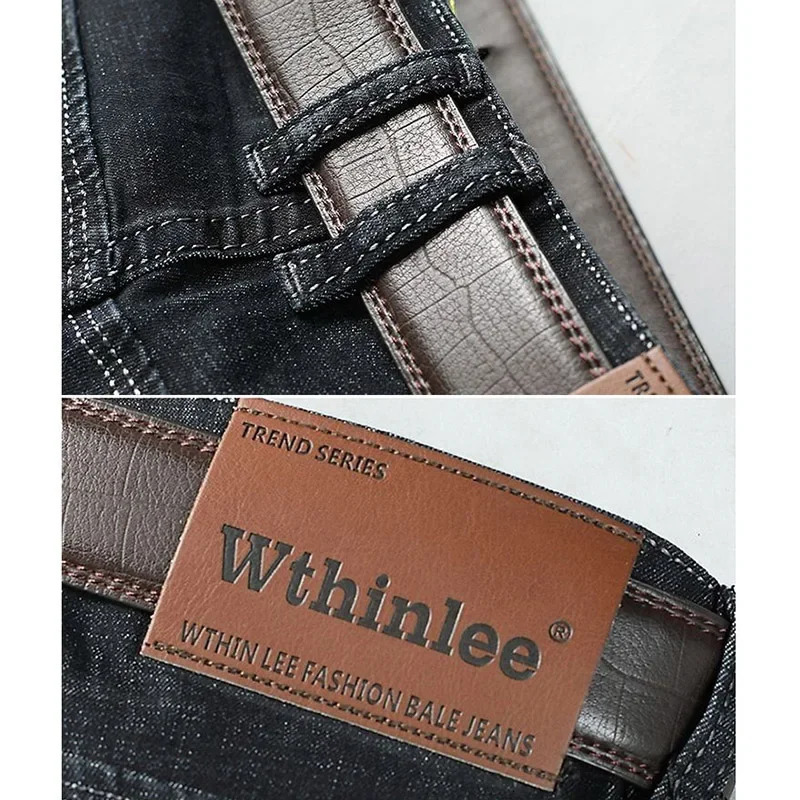 Spring Mens Chic Stretch Business Jeans Fashion Comfortable Denim Fabric Trousers Korean Solid Straight Leg Casual Pants Male 250320