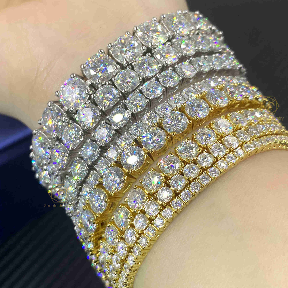 Factory Wholesale 3mm 4mm 5mm 6.5mm Vvs Moissanite Tennis Chain Necklace 925 Silver Rose Gold Plated Necklace for Man Women