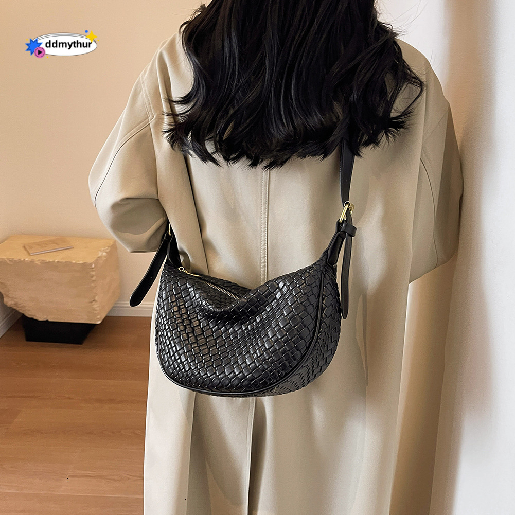 Women Daily Adjustable Strap Woven Simple Hobo Solid Color Stylish Shoulder Shopping Bag H7.3#17 ddmythur