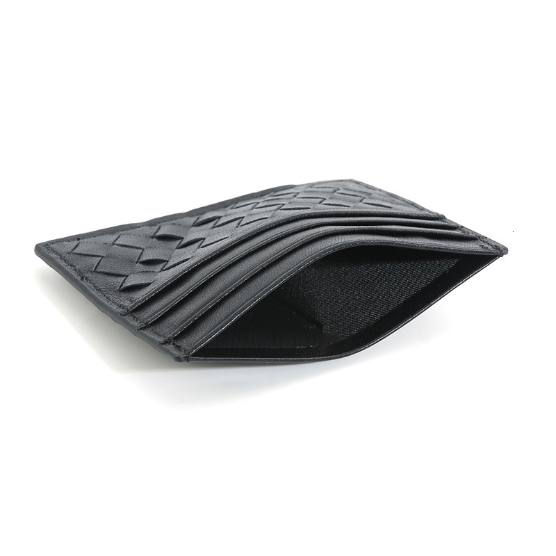 2025S Trend Designer Sheepskin Woven Ultra Thin Genuine Leather Multi Slot For Men S Business Portable ID Holder Mini Card Bag