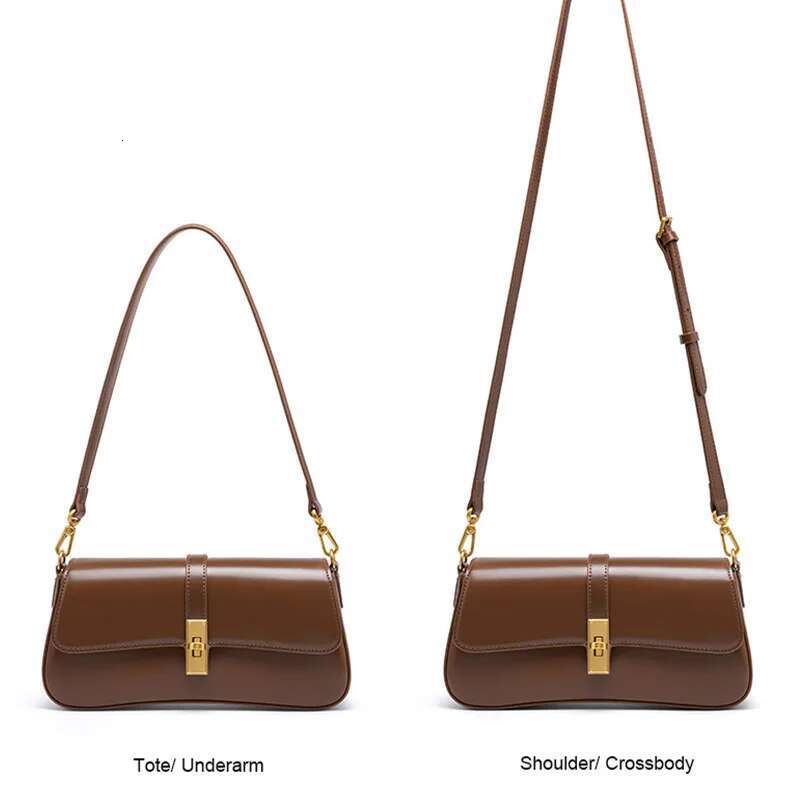 2024 New Genuine Leather Women's Underarm Bag High Quality Ladies Shoulder Crossbody Bags Brands Designer Female Retro Handbags