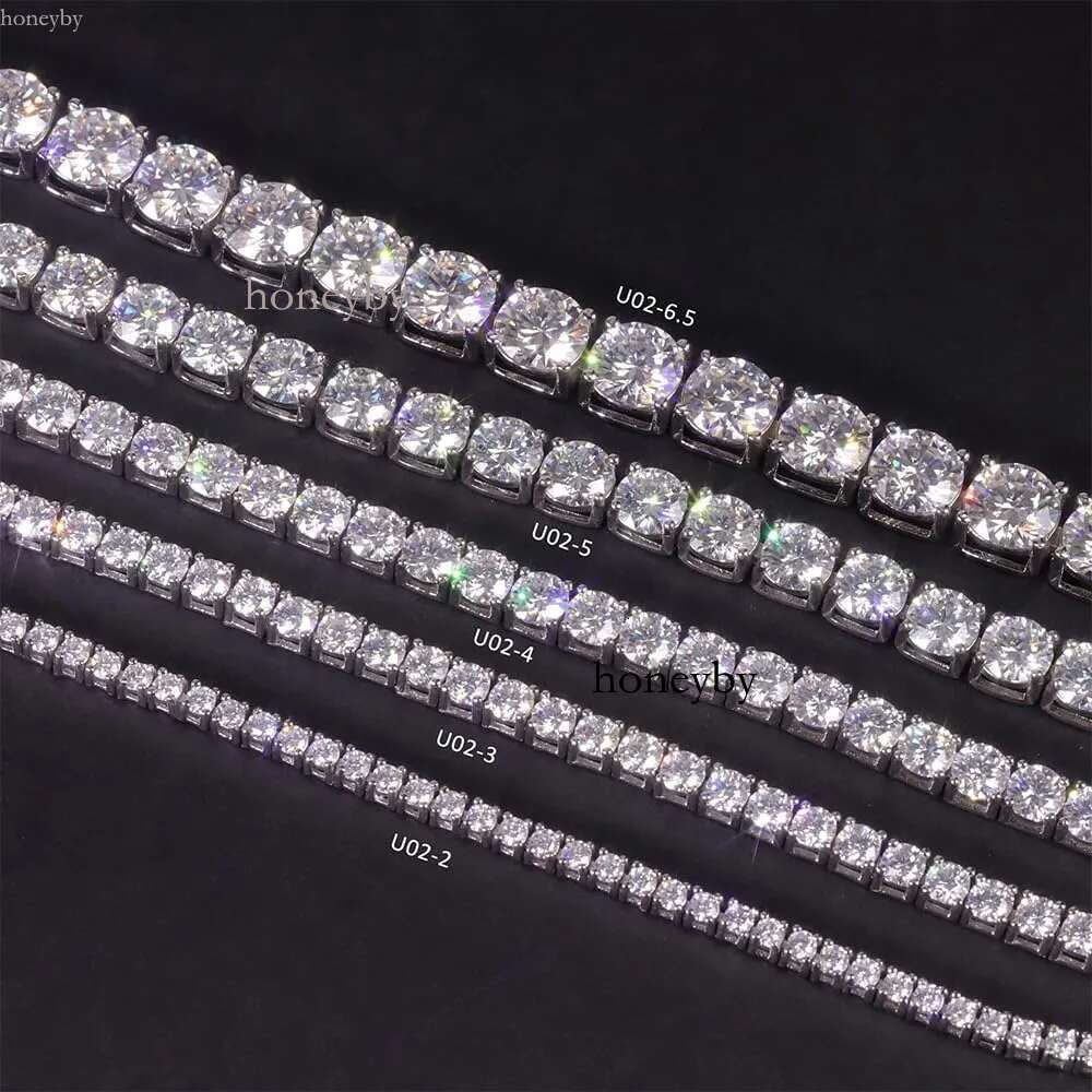 Jewelry designer hip hop necklace 2mm 3mm 4mm 5mm ice dia sterg sier Moissanite tennis bracelet