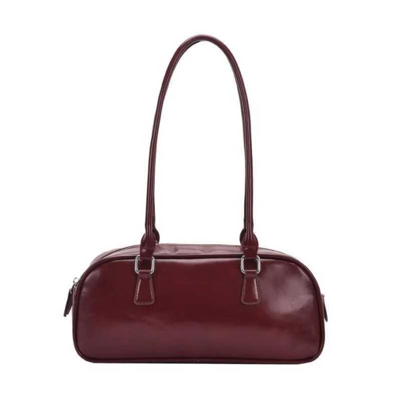 Solid color PU leather womens underwear bag 2024 spring Korean fashion retro simple shoulder bag womens handbag and wallet Y250319