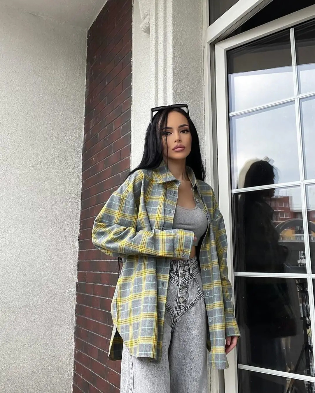 Vintage Plaid Loose Blouse Women Spring Summer Fashion Korean Lapel Single Breasted Shirt Y2K Clothes Long Sleeve Top Streetwear 250320