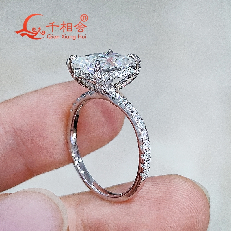 3ct 7*9mm radiant claws full stones round half Eternity Band D vvs moissanite 925 Sterling Silver Ring Jewelry Engagement Ladie