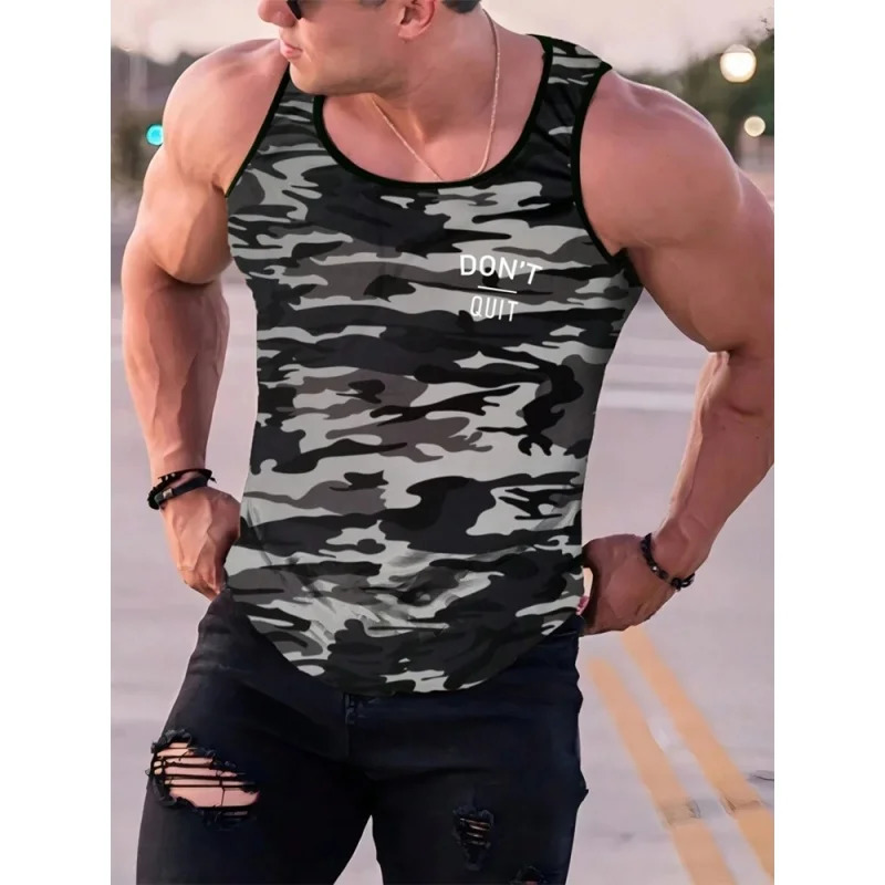 3D Print Camouflage Tank Tops For Man Coconut Tree Pattern Tees Summer Casual Fashion Vest Oversized Sportswear Street Tank Top 250320