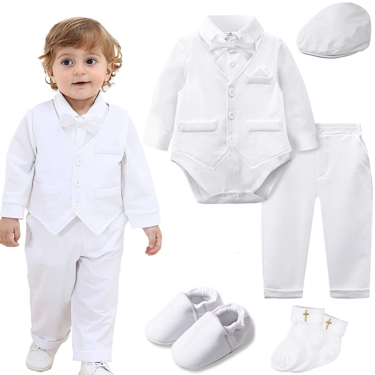 Baby Boy Christening Outfit Infant Baptism Easter Blessing Suit Toddler Wedding Chritmas Xmas Formal Ring Bearer Clothes Set 250320
