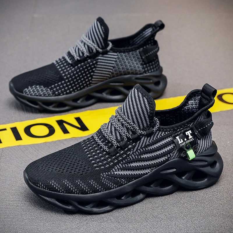 Mens running shoes large mesh lace up Cfortb sport plain weave sneakers mens soft soled lace up gym running shoes Y250320