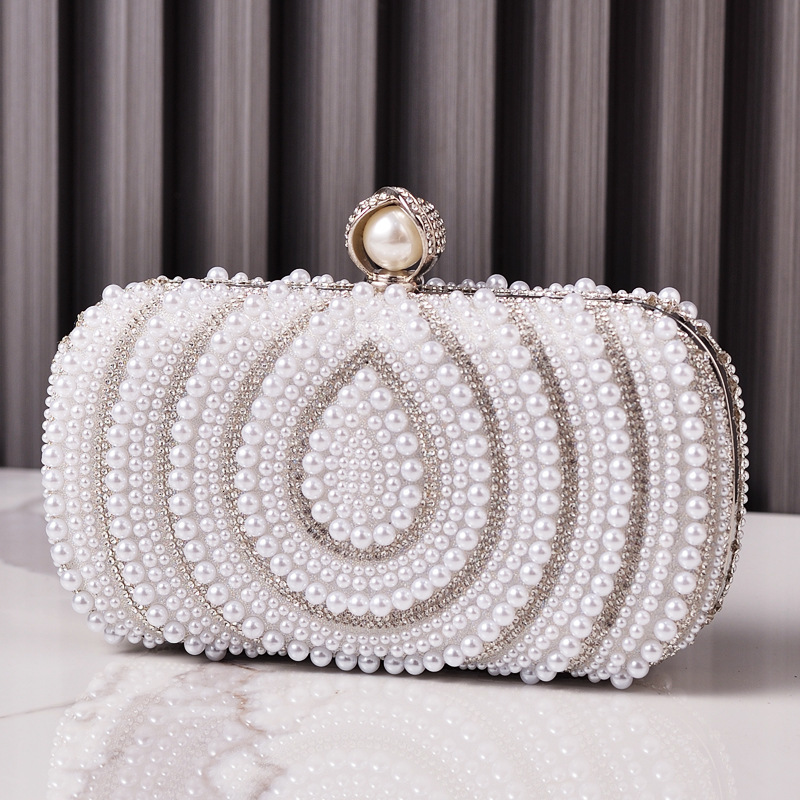 Elegant Vintage Pearl Evening Clutch Designer Wedding Handbag For Women European American Fashion Purses Ladies Handbags R250321