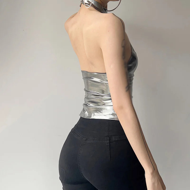 Sliver Crop Tops Sleeveless Slim Tank Top Summer Fashion Cute Y2K Casual High Street Cami Clothes 250320