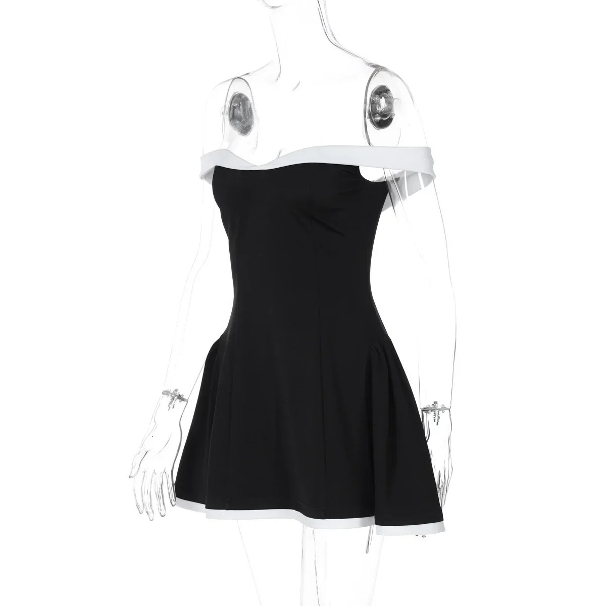 Sexy Strapless Backless Party Club Mini A Line Dress Outfits for Women Y2K Streetwear Summer Spring Sleeveless Dresses Patchwork 250320
