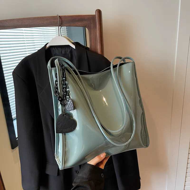 Luxury Designer Womens Fashion Patent Leather Glossy Underarm Shoulder Bags Large Capacity Commuting Handbags Y250320