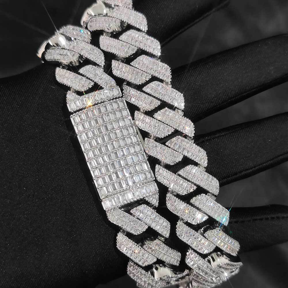 Hip-hop Fashion Jewelry With GRA Certificate VVS Moissanite Cuban Link Chain S925 Sterling Silver D Color Moissanite Necklaces