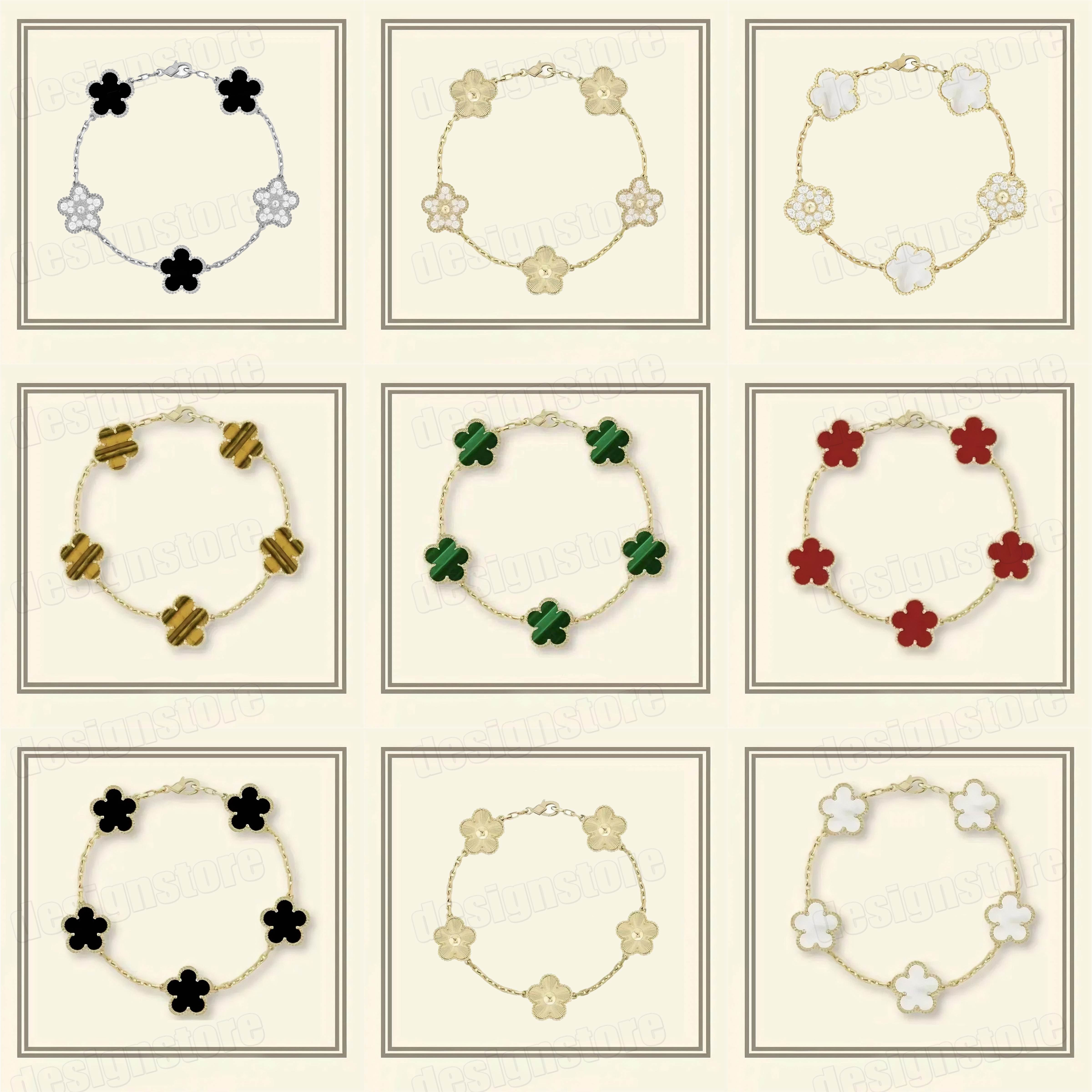 Four leaf clover bracelet charm bracelet designer bracelets fine jewelry mother of pearl white black red lady moissanite bracelet designer for women popular TB0329
