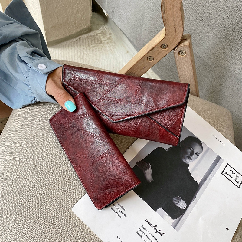 2025S Trend Designer New Fashion Envelope Wallet PU Splicing Card Long Handheld Women S Bag