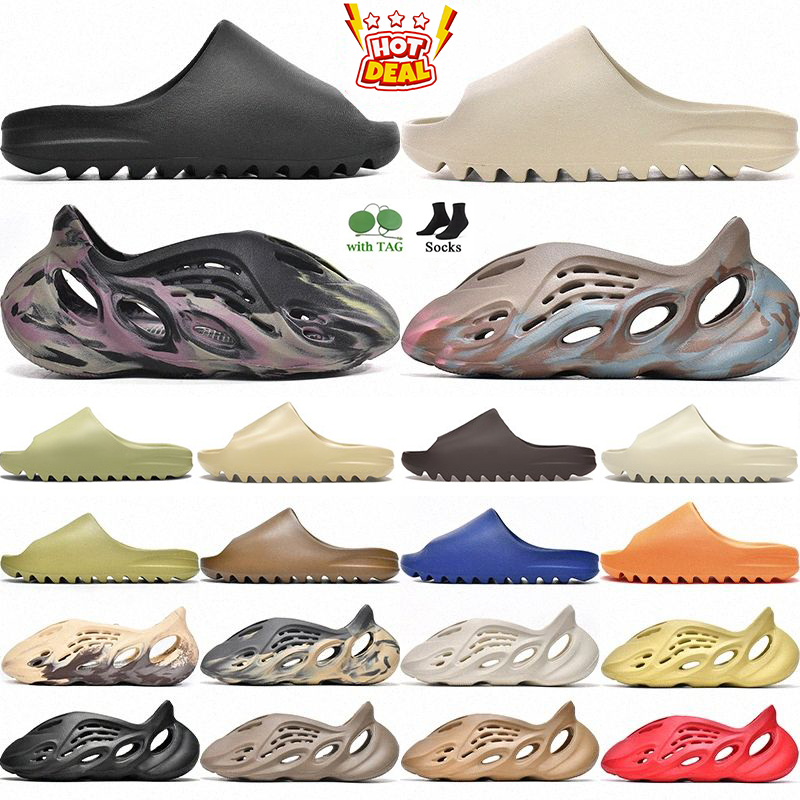 Designer Slides For Men Slippers Onyx Bone Azure Flax Pure Restock Pair Ochre Glow Green Resin Soot Black Core Womens Sandals Mens Solid Slide Classics Slipper Sandal