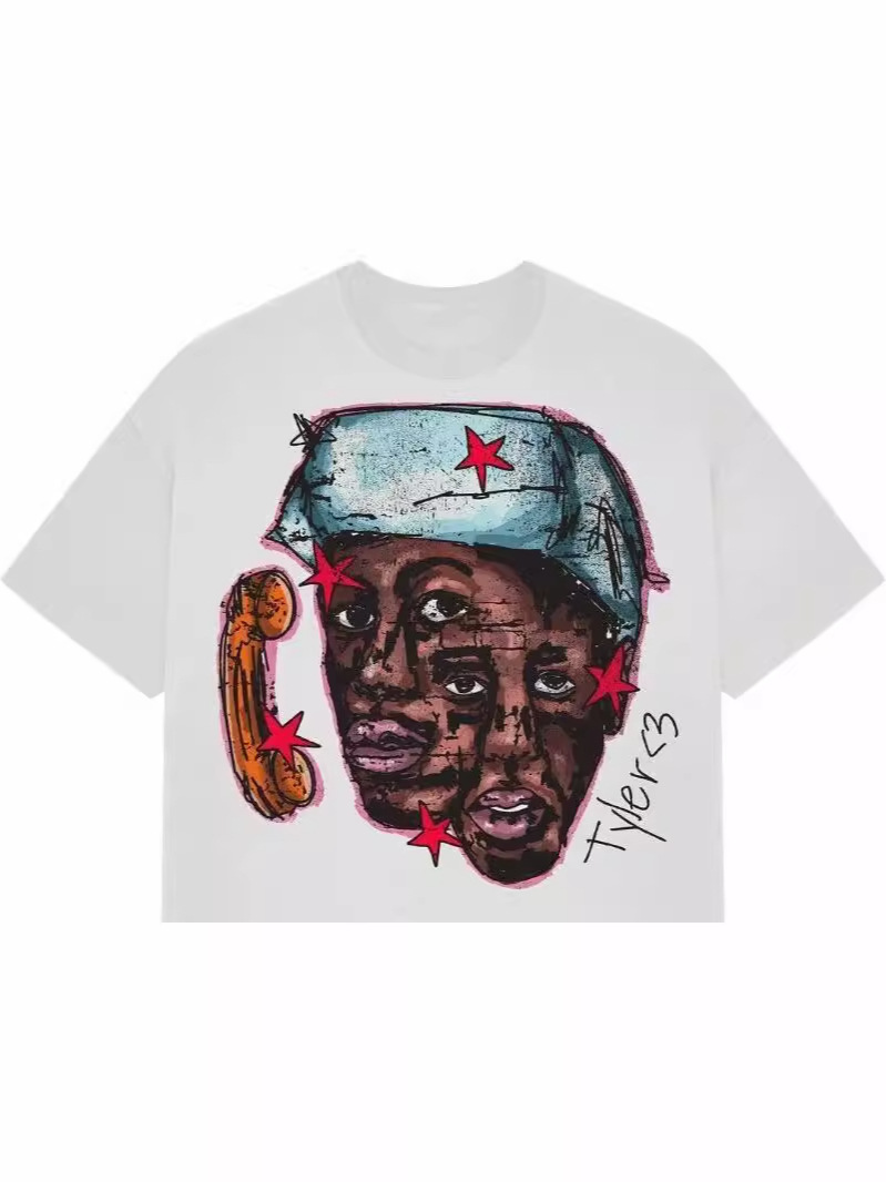 Men's T Shirts Summer American Retro Hip-hop Pure Cotton T-shirt For Men Graffiti Graphic Printed Streetwear Oversized Gothic Anime