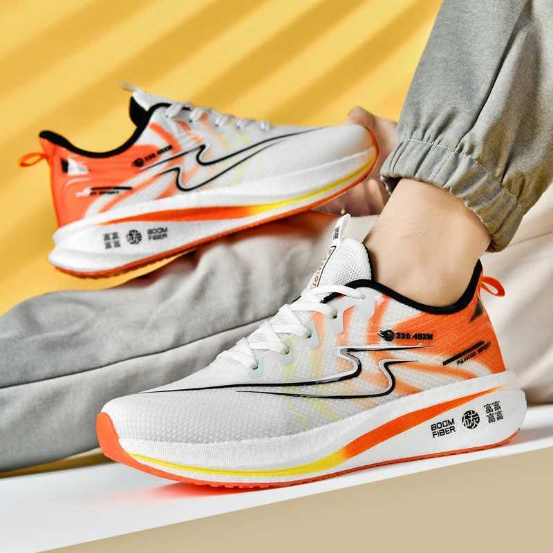 Single layer fabric mens running shoes supercritical midsole sports shoes mens outdoor jogging large fitness training shoes Y250320