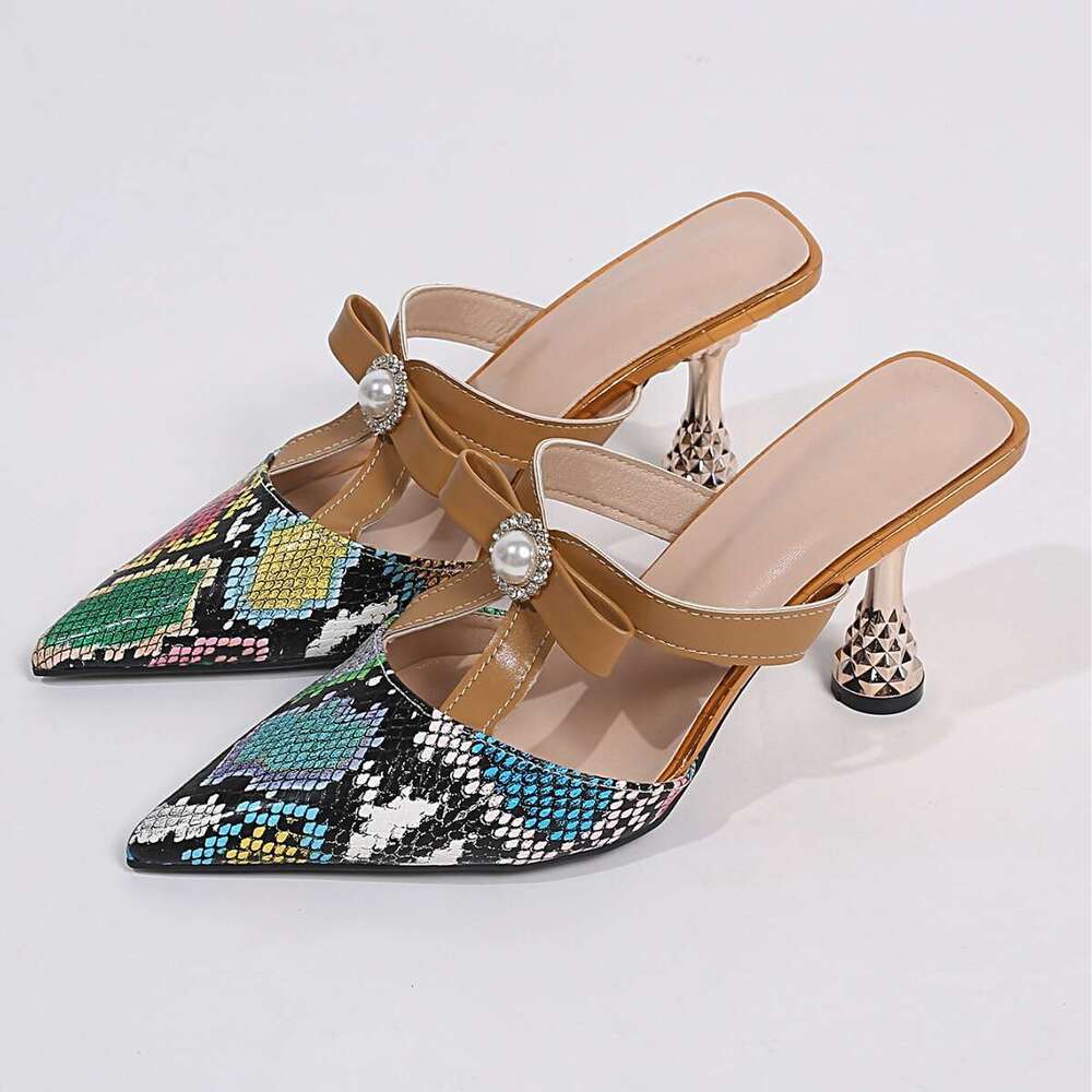 High Heel Autumn New Women S Shoes High Heels Pointed Slippers Snake Skin Pattern Strap Fashion Sandals