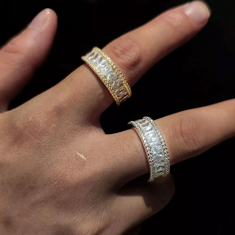 8mm Hip Hop Round Cubic Zirconia Cz Eternity Band Ring Fine Jewelry For Men Gifts For His
