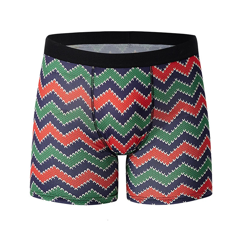 6Pack mens fashion print sports long boxer briefs comfortable and breathable stretch shorts plus size beach underwear for teen 250320