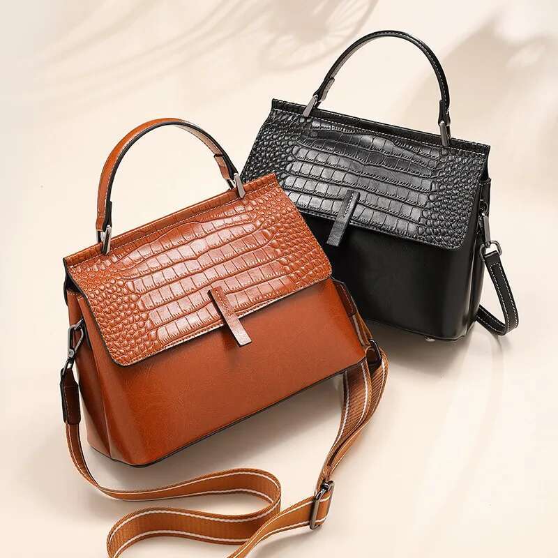 Genuine Leather Retro Women Satchel Bag High Quality New Arrival Shoulder Handbag Brand Designer Ladies Portable Messenger Bags
