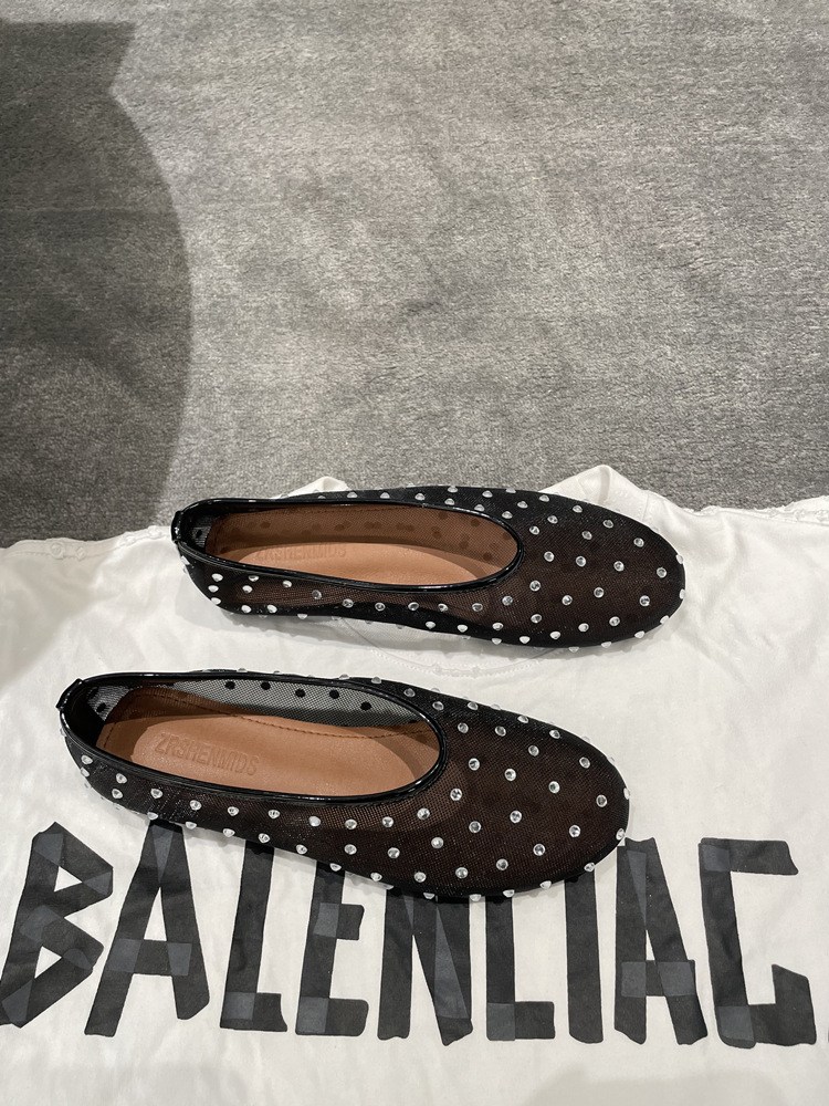 New spring and summer fashion round-toe rhinestone Mary Jane flat shoes for women comfortable ballet dancing shoes