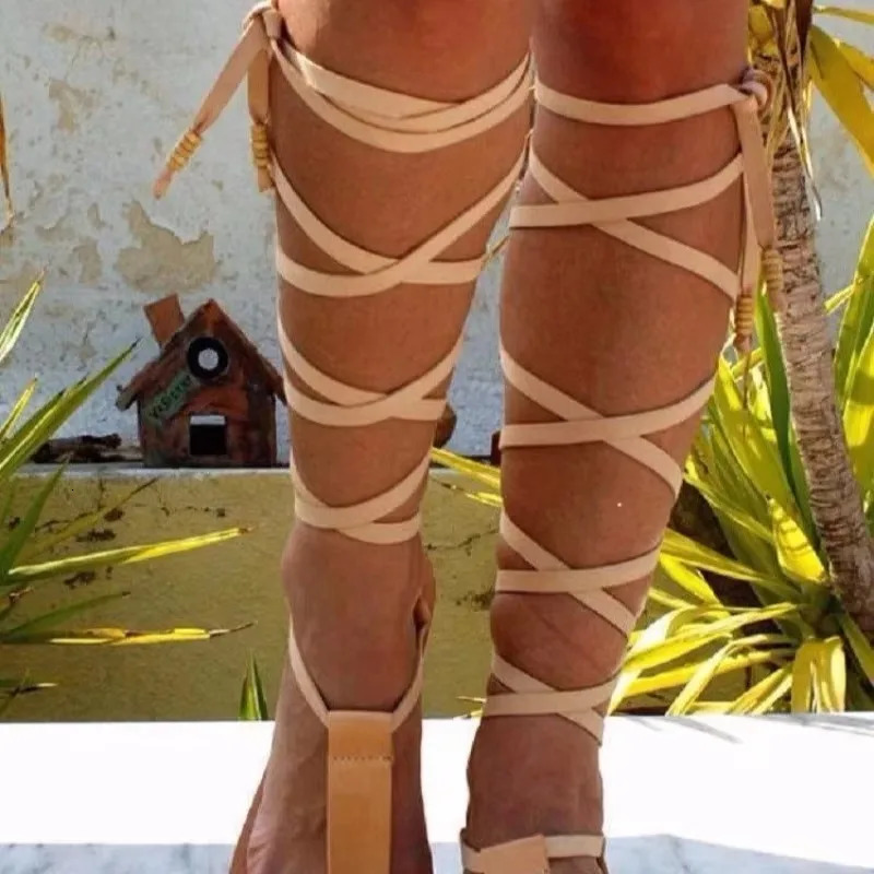 Women Shoes Gladiator Flat Ladies Sandals Clip Toe Strap Casual Ankle Beach Freebinding 250321BJ - view 7