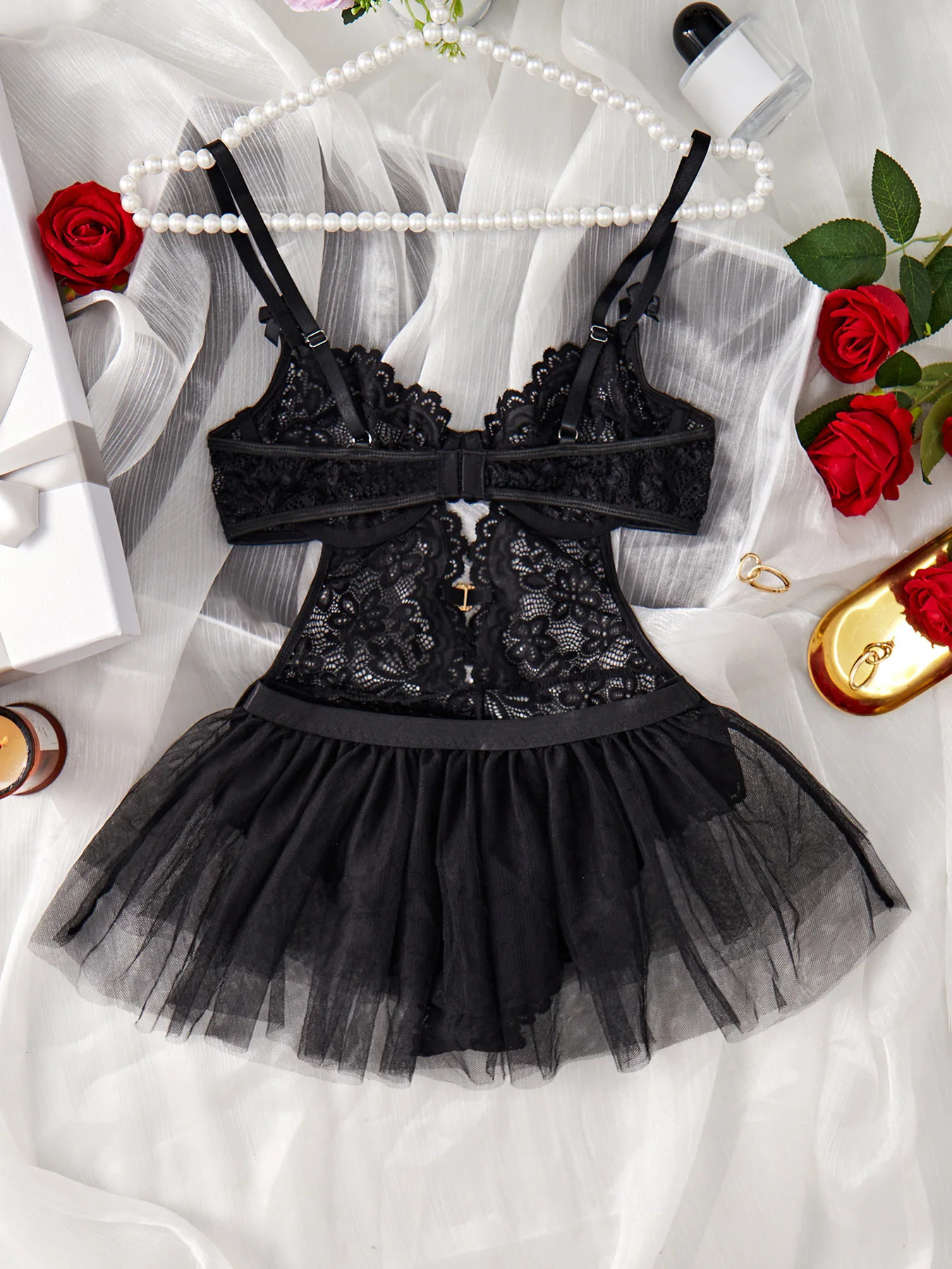 Sexy Set Open Bodysuit Underwear For Women Lace Perspective Night Skirt Sex Costumes Erotic Lingerie Corsets bra and panty set 250320