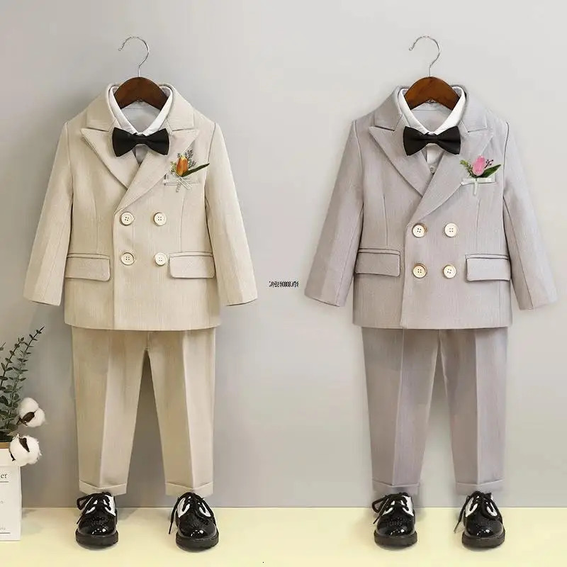 Flower Boys Pography Suit Baby Kids Formal Ceremony Costume Children Birthday Wedding Party Dress Performance Tuxedo Set 250320