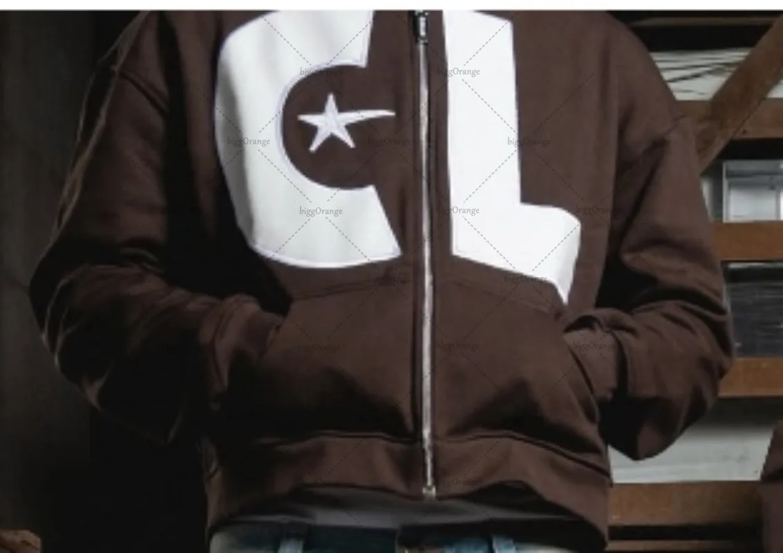 High Street Fashion Clothing Hip Hood casual loose zipper mens retro Y2K fashion oversized sportswear womens 250317