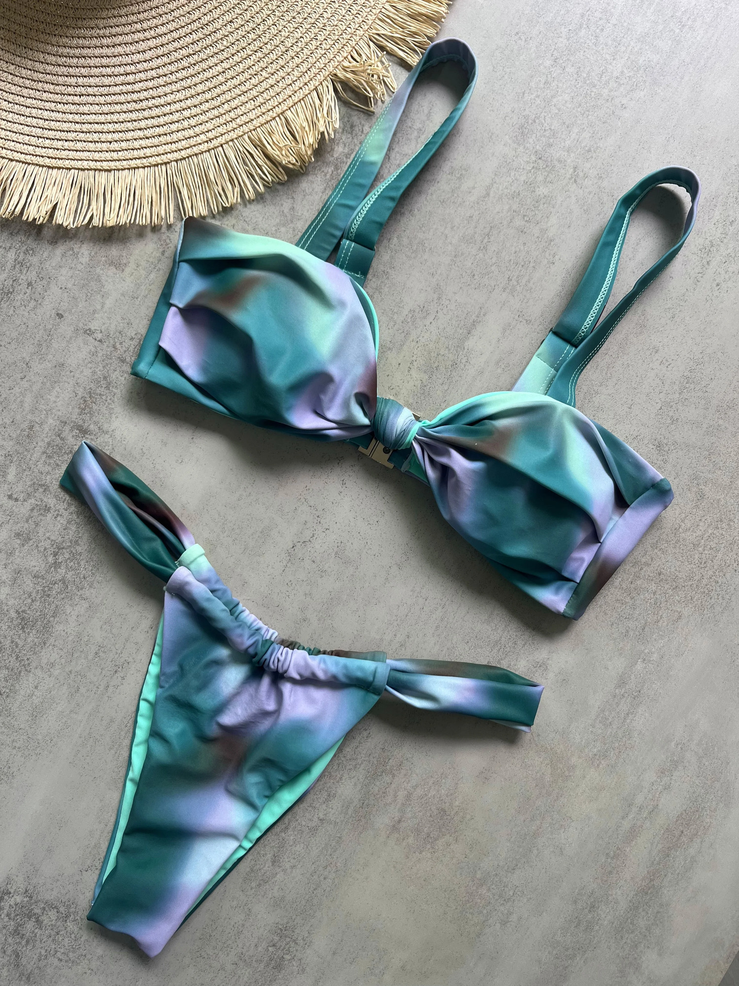 Sexy Tie Dye Printed High Cut Bikini Women Swimwear Female Swimsuit Twopieces set Padded Bather Bathing Suit Swim 250320Z