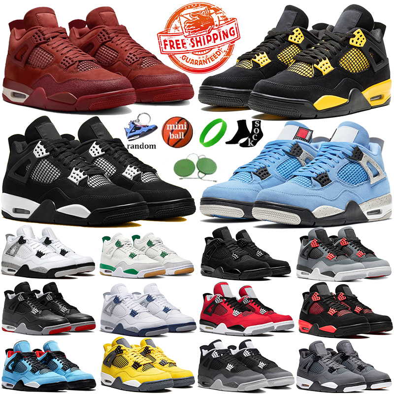 Stock in USA 4 Designer shoes 4s basketball shoes for men women Black Cat Military Sail Red Thunder White Oreo Cool Grey Red Sneakers Blue University outdoors sneakers